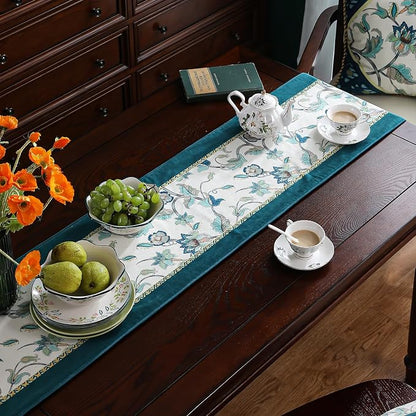 Patdrea Designer French Floral Velvet Table Runner, Decorative Runner - Image 8