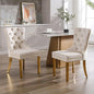 KCC Velvet Dining Chairs Set of 2, Upholstered High-end Tufted Dining Chair with Nailhead Back Ring Pull Trim Stainless Steel Legs, Contemporary Nikki Collection Modern Style for Kitchen, Beige