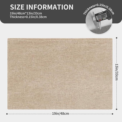 Cloth Placemats, Set of 4 Heat-Resistant Cotton Linen Blend Double Layered Machine Washable Place Mats, Wrinkle Free Thick Fabric Dining Table Mats for Indoors & Outdoors (Light Linen, 4)