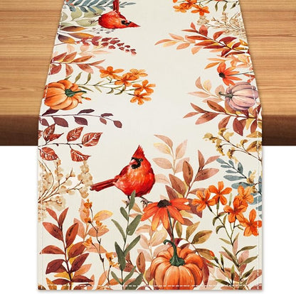 Fall Cardinal Wildflower Table Runner Pumpkin Burlap Table Runners, Rustic by BEAUTYROMANCEFORYOURLIFE