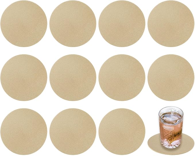 uxcell Round Faux Leather Coasters 4 Inch, Drink Coasters Suit by uxcell