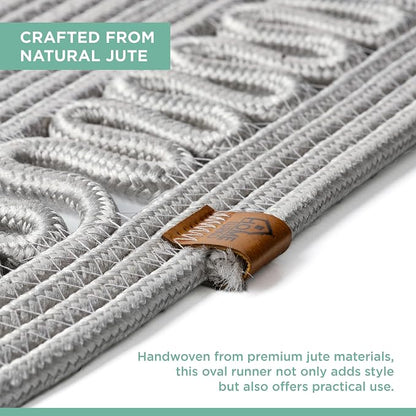 Oval Jute Table Runner | Woven Braided Dining Runner | Natural Textured Rattan - Image 5