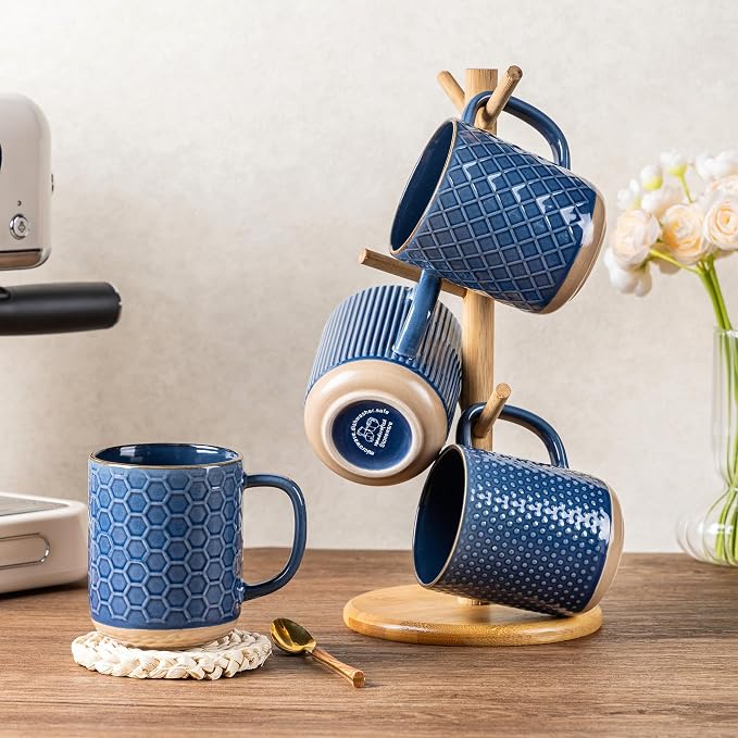 GBhome Coffee Mugs Set of 4, 16 oz Blue Coffee Cups - Image 7