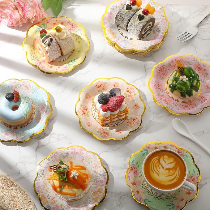 216 Pcs 6 Inch Floral Paper Plates Flower Plates - Image 4