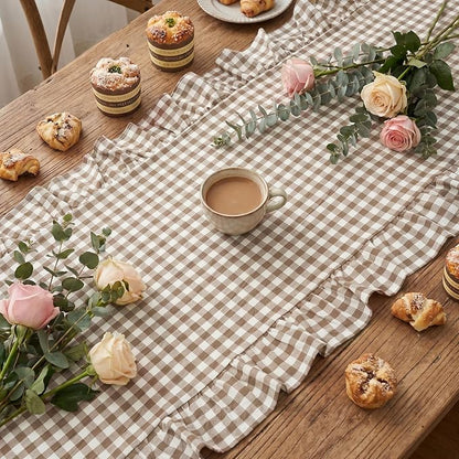 Eternal Beauty 14x72 Gingham Ruffle Table Runner - Image 3