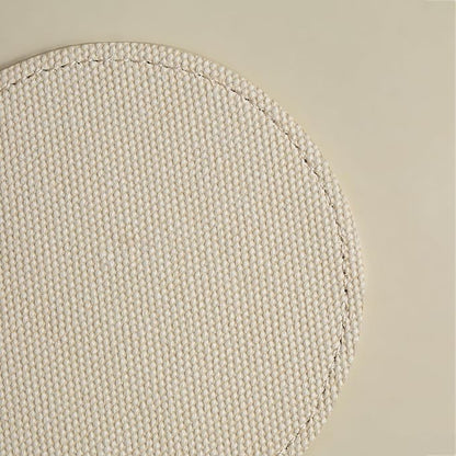 OLETHA Aesthetic Round Drink Coasters, Greige | Canvas-grain faux leather - Image 5