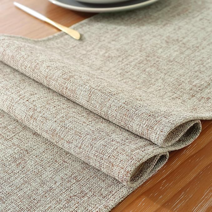 Laolitou Light Brown Table Runners 72 Inches Long, Burlap Linen Texture - Image 4