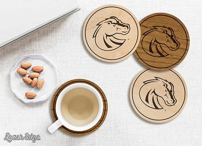 LazerEdge Boise State Broncos Wooden Coaster Set - Maple Wood - Officially Licensed Product - 4-Pack
