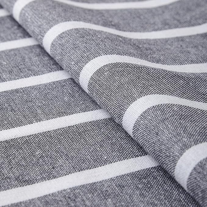 Encasa XO Cotton Dining Table Runner | Roma Grey Stripes | Size 13x72 in - Image 5