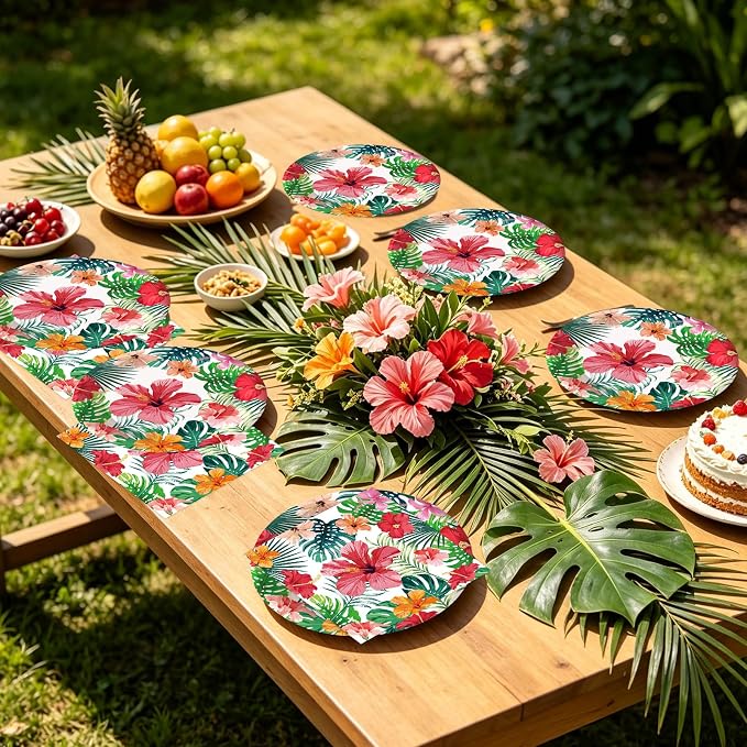 50PCS Hawaiian Luau Paper Plates and Napkins Party Decorations, 7inch - Image 6