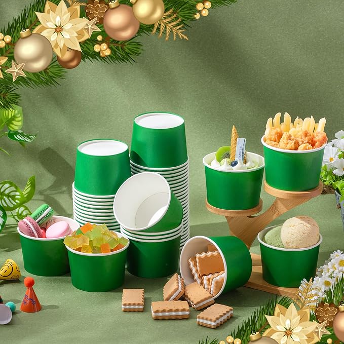 Jingmore Paper Ice Cream Cups 9oz Colored Disposable Dessert Bowls - Image 4