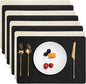 Myir JUN Placemats Set of 8, Dual Sided Faux Leather Placemats Place Mats Set of 8 Indoor for Dining Table Non-Slip Washable Heat Resistant Outdoor Table Mats (Set of 8, Black Cream)