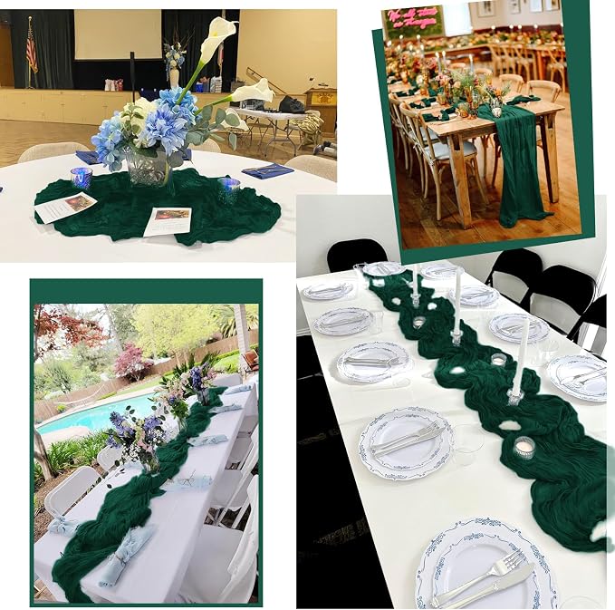 15 Pack Emerald Green Table Runner 17 x 108inch Cheesecloth Table Runner Boho - Image 7