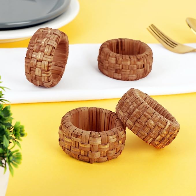 Natural Cane Napkin Rings Set of 36, Handwoven Table Decor, Bohemian Coastal - Image 4