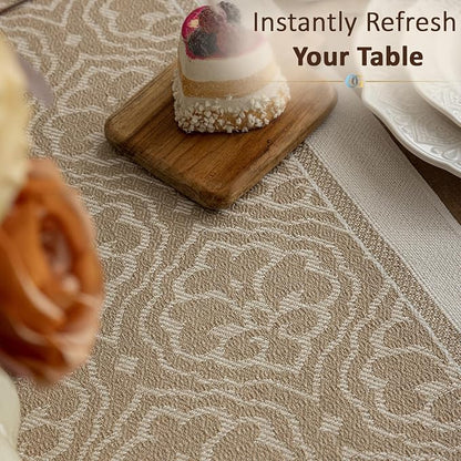 Farmhouse Boho Rustic Neutral Table Runner Decor - Image 2