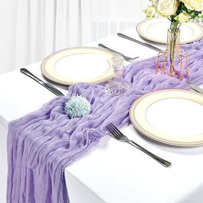 10 Pack 17 x 108 Inch Lilac Purple Table Runner Cheesecloth | Lavender Gauze - Image 4