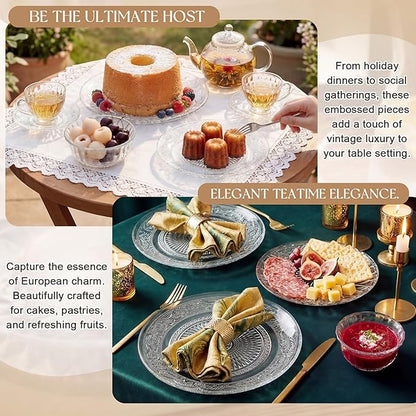 Havawish 18 Pcs Glass Dinnerware Set, Pattern | Clear Glass Plate and Bowl Sets - Image 6
