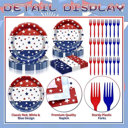 96 Pieces Patriotic Tableware Set Party Supplies - Image 3