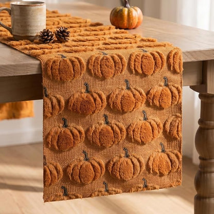 Artoid Mode Caramel Soft Faux Fur Fall Table Runner 13x108 Inch | Seasonal by ArtoidMode