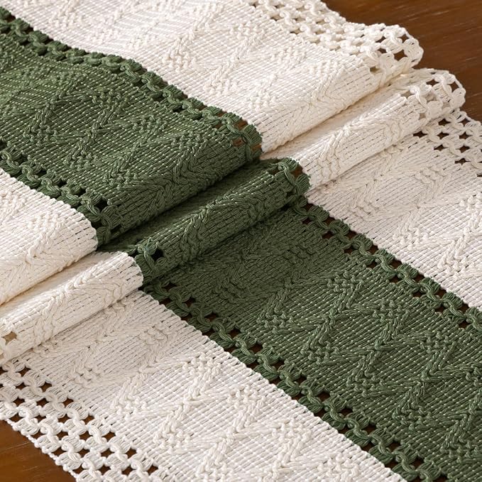 DeZerlor Boho Macrame Table Runner Spring Easter Farmhouse Woven Table Runner - Image 6