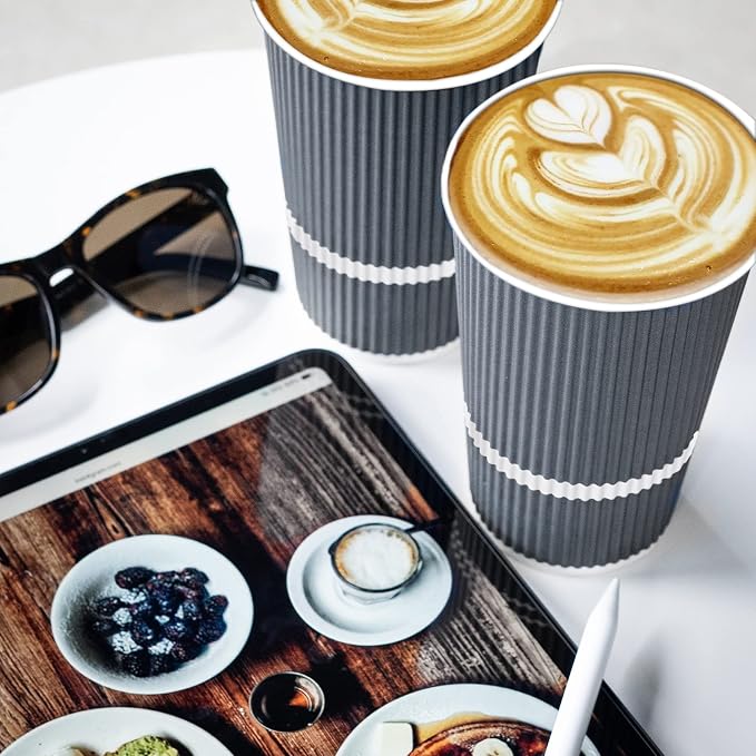 Disposable Coffee Cups With Lids - 16 oz To Go Coffee Cup. Large Travel Cups - Image 3