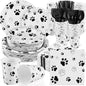 Kochorie 400 Pieces Black Paw Disposable Party Tableware Sets Dog Puppy Supplies Including Plates Cups Napkins Cutlery Serves 50 for Birthday Puppy Theme Party Decorations