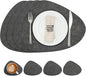 Placemats and Coasters, Washable Reversible Placemats Round Faux Leather Wipeable Place Mats Non Slip Heat Resistant Indoor Outdoor Table Mats (Set of 4, Gray)