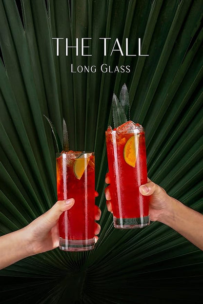 LEMONSODA Premium Highball Glass Set - Elegant Tom Collins 15oz Glasses Set of 6 Tall Drinking Water Glasses - Bar Glassware for Cocktail, Mojito, Whiskey (Set of 6)