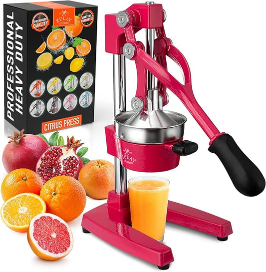 Zulay Kitchen Cast Iron Juicer - Easy-to-Clean Heavy-Duty Manual Juicer, Professional Citrus Juicer - Stainless Steel Lemon Squeezer - Manual Citrus Press & Orange Squeezer - Orange Juicer