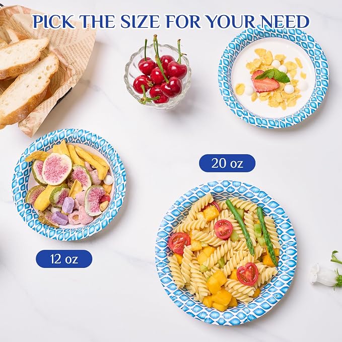 MUCHII 20 Oz Paper Bowls 180 Count Disposable Bowls, Printed Soak Proof Large - Image 5