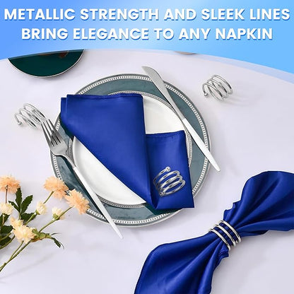 Silver Napkin Rings Set of 8 – Elegant Valentine Napkin Ring Holders, Sturdy Metal Holiday Table Decor for Weddings, Parties & Family Dinners, Great Kitchen Gifts Idea for Hosts & Seasonal Holidays