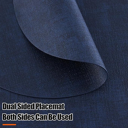 Homaxy Round Faux Leather Placemats and Coasters, Wipeable Place Mats, - Image 3