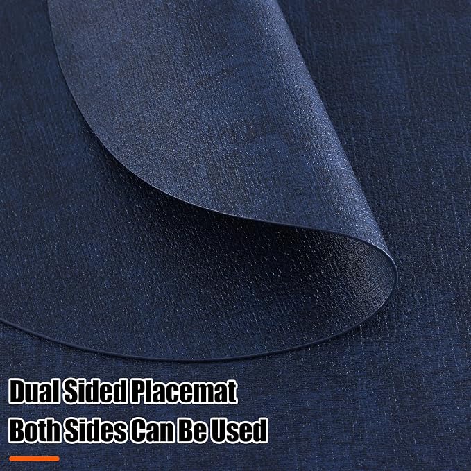 Homaxy Round Faux Leather Placemats and Coasters, Wipeable Place Mats, - Image 3