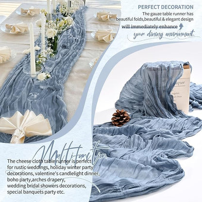 30 Pack Cheesecloth Table Runner 10FT Dusty Blue Table Runner Boho Gauze Cheese - Image 6