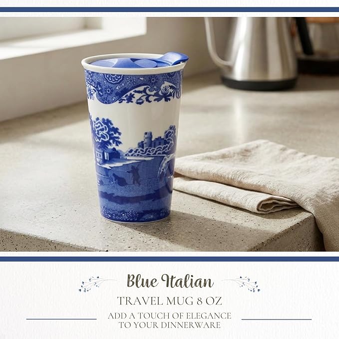 Spode Blue Italian 8oz Porcelain Travel Mug - Image 3