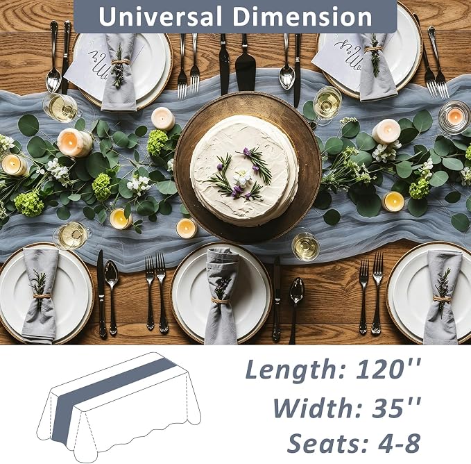 Cheesecloth Table Runner, 120 Inch 10 FT, Dusty Blue | 1 Pack, 35x120 Inches - Image 3