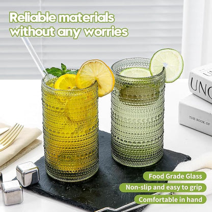 16oz Green Hobnail Drinking Glasses - Image 4