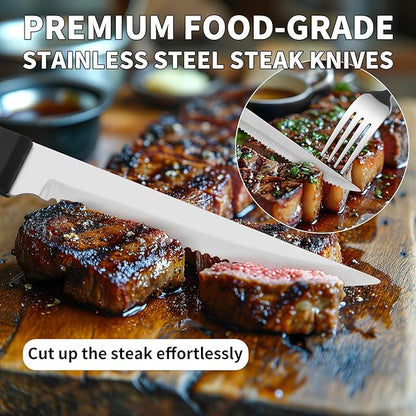 53PCS Silverware Set for 8 with Flatware Drawer Organizer, Stainless Steel Cutlery Set with Steak Knives, Include Spoons and Forks Set & Serving Utens, Dishwasher Safe, Heavy Duty, Silver