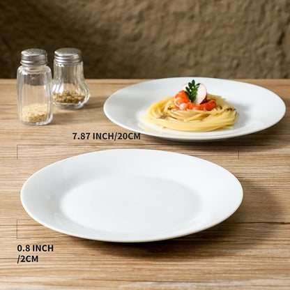 fMBB 4-Piece Salad Plates Set, 8 inch Ceramic Lightweight Round Plate Dessert - Image 2