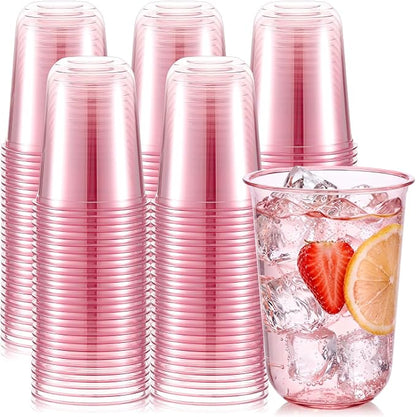 Ziliny 100 Pcs Disposable Stemless Glasses 16oz Crystal Plastic Wine Glasses by Ziliny