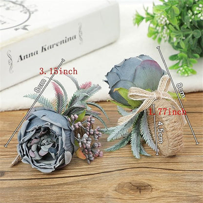 Floral Napkin Rings Set of 6,Rustic Rose Napkin Rings Flower Dinner Napkin Holder for Table Decoration (26#Blue)