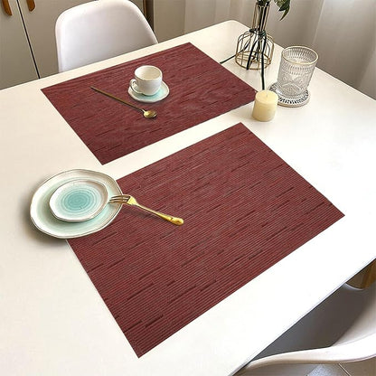 Red Vinyl Placemats Set of 8, Heat Resistant Table Placemats | 18x12 inch place - Image 6