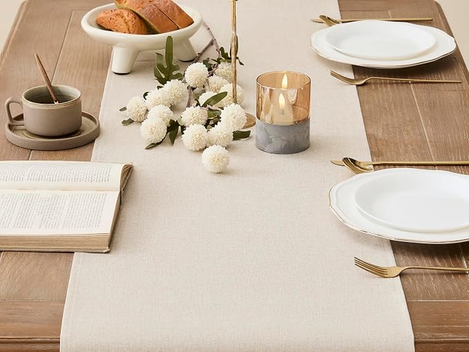 YATOJUZI Cream Table Runner Seasonal Kitchen Dining Coffee Table Decorations - Image 2