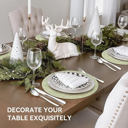 13" Round Placemats Set of 4, Reversible Faux Leather Heat Resistant Table Mats - Image 6