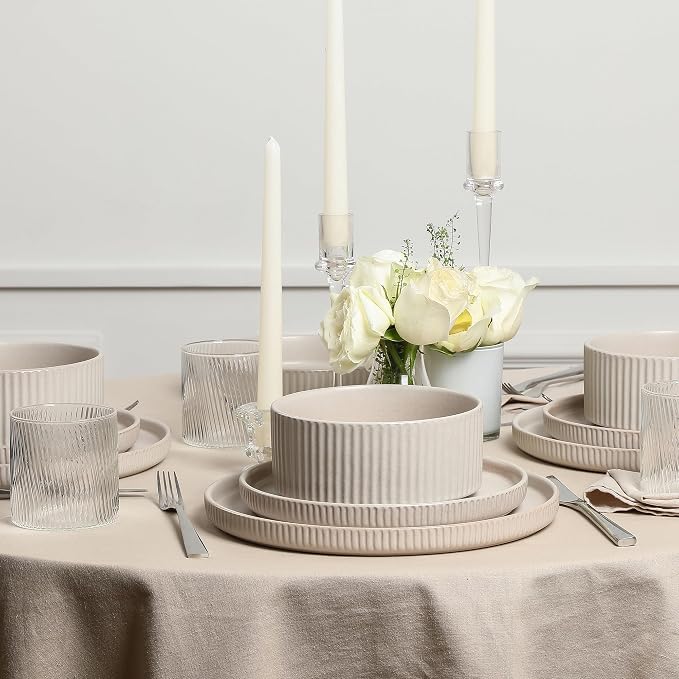 Stone Lain Haven 12-Piece Dinnerware Set, Includes 4 Dinner Plates, 4 Salad - Image 2
