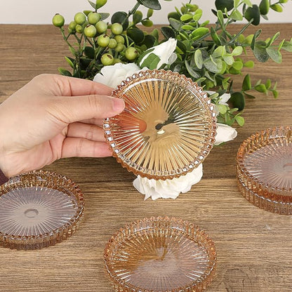JUXYES Set of 8 Heat-Resistant Clear Glass Coaster - Image 5