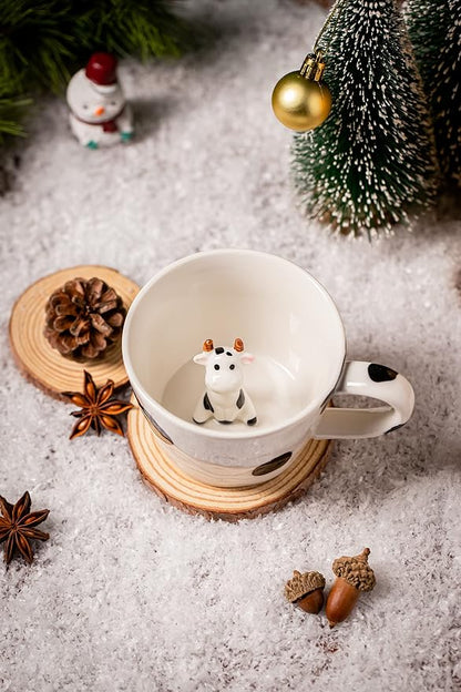 DIHOclub Cow Ceramic Cup Hidden 3D Animal Inside Mug, Cute Cartoon Handmade - Image 2