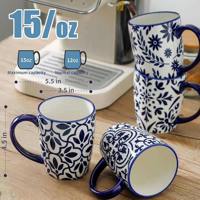 HASENSE 15OZ Coffee Mugs, Ceramic Coffee Mugs Set of 4 - Image 2