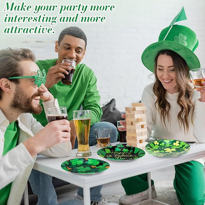 Umigy 120 Pieces 7 Inch St. Patrick's Day Party Plates Green Shamrocks Dinnerware Happy Lucky Disposable Paper Dessert Plates for St Patrick's Day Party Decorations Supplies, 6 Styles