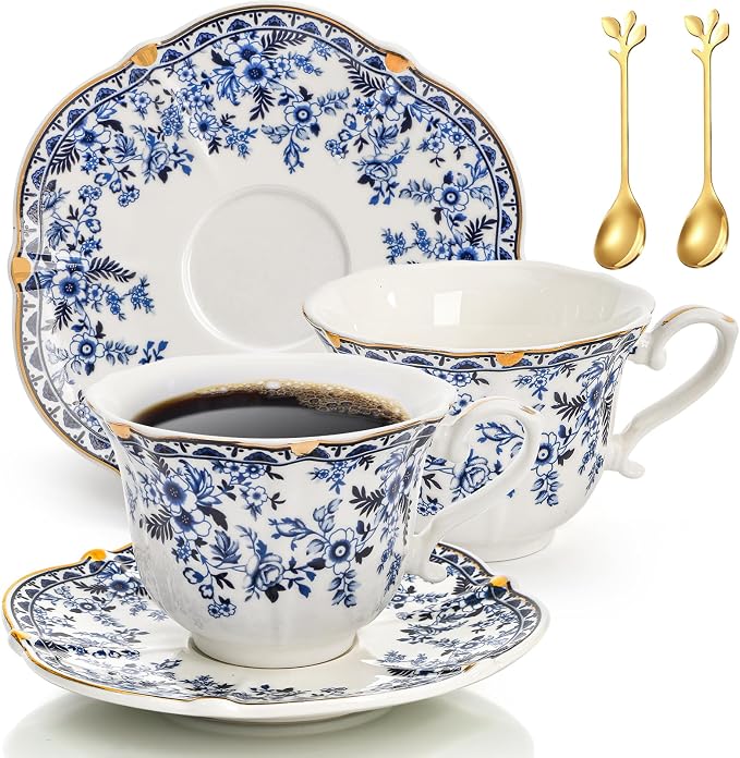 Set of 2 Porcelain Tea Cups and Saucers by Jowgut